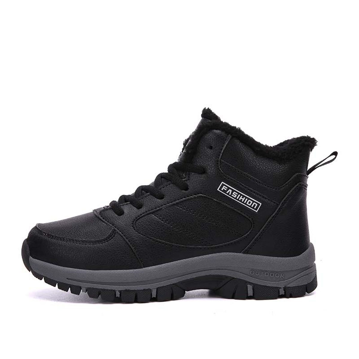 SHANDIAN - Zapatillas botin de mujer trekking temico invierno Negro