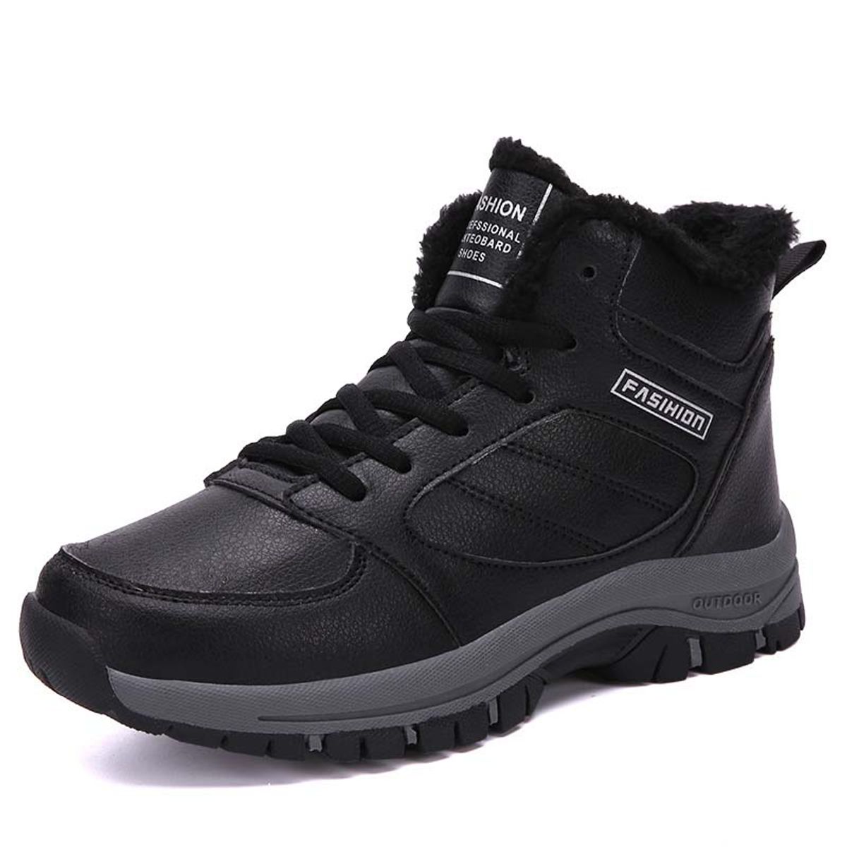SHANDIAN - Zapatillas botin de mujer trekking temico invierno Negro