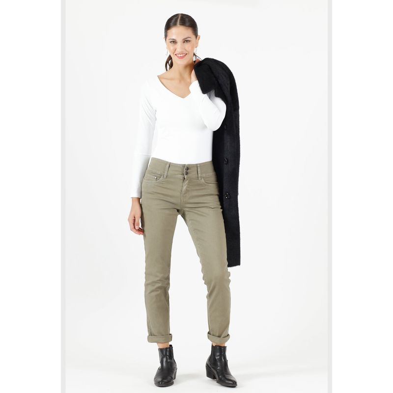 PRIVILEGE - Pantalon skinny verde PRIVILEGE