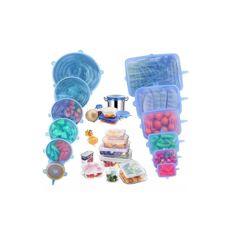 GENERICO - Set 6 Tapas Silicona Conservar Alimentos Frescos Extensible