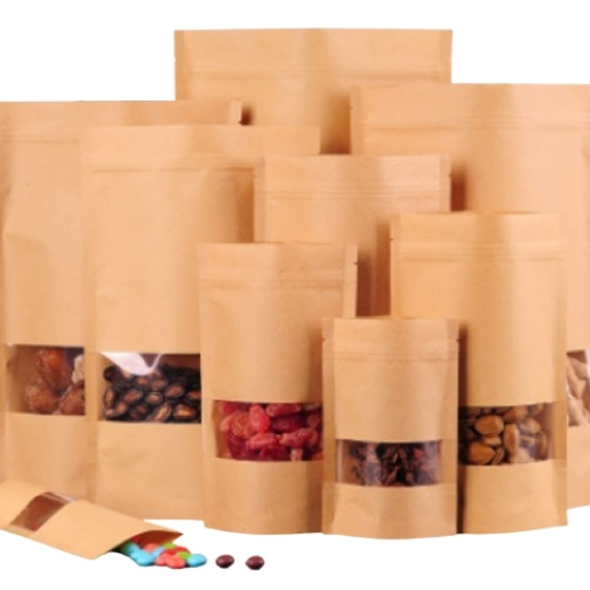 GENERICO - 50 Bolsas De Papel Kraft 17x24+4 Cms, Resellables