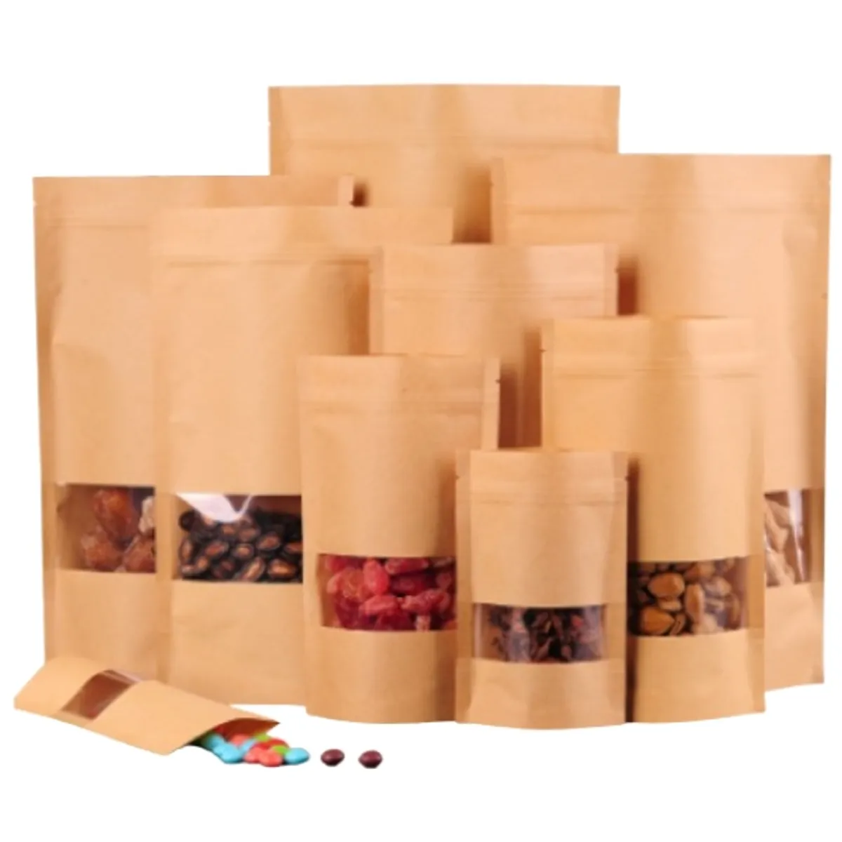 GENERICO - 50 Bolsas De Papel Kraft 17x24+4 Cms, Resellables