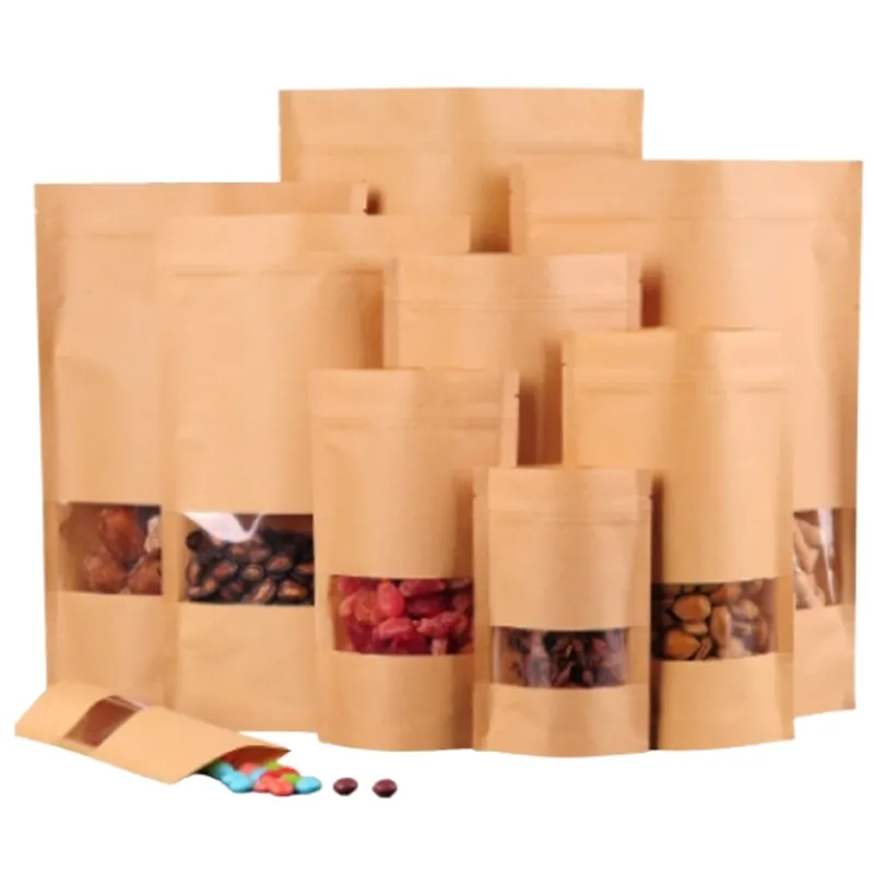 GENERICO - 50 Bolsas De Papel Kraft 17x24+4 Cms, Resellables
