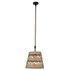 GENERICO - Lampara Colgante Metal Cañamo Rustica Terraza Ampolleta regalo