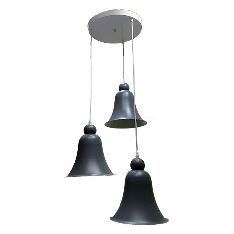 GENERICO - Lampara Colgante Metal Color gris Campana 3 Luces Con Ampolleta