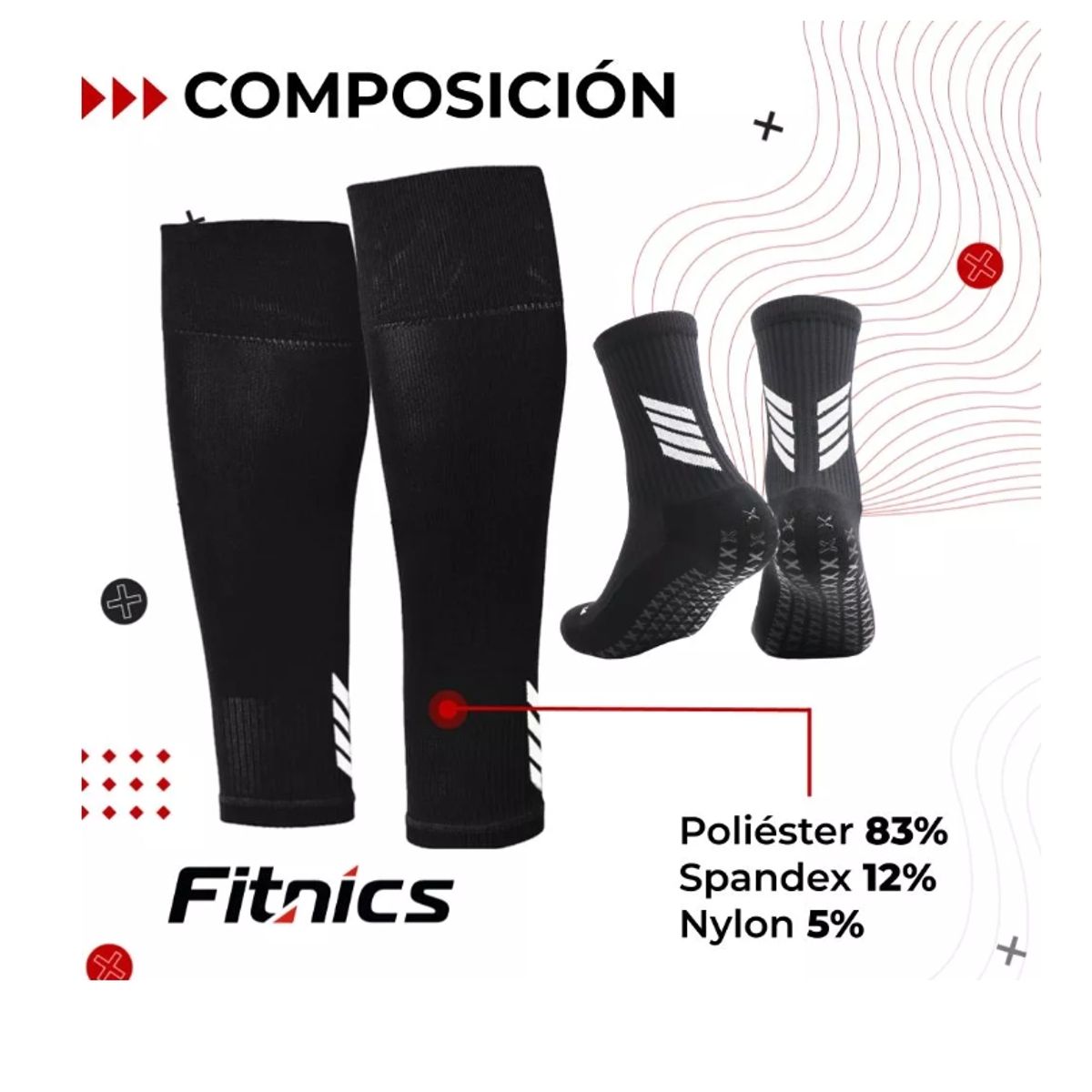 GENERICO - Medias Calcetas Futbol Antideslizante Set 2 + Pantorrillera