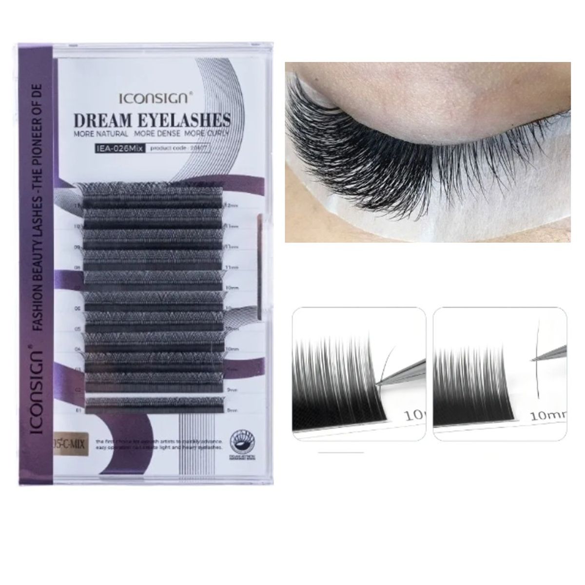 GENERICO - Iconsign® Pestañas 1por1 100% Natural Talla Mixta