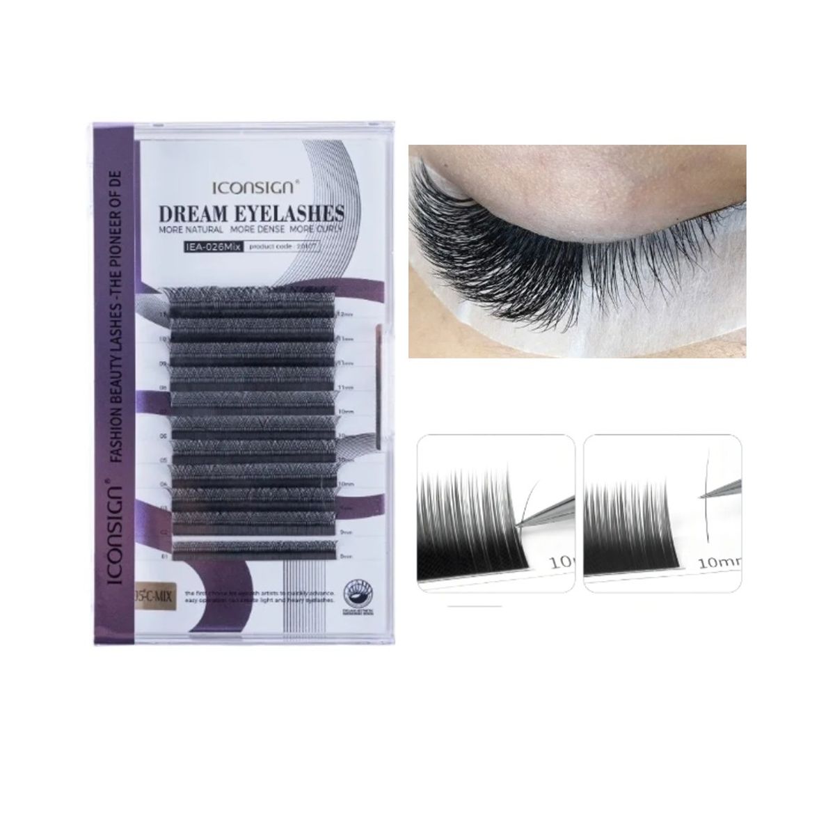 GENERICO - Iconsign® Pestañas 1por1 100% Natural Talla Mixta