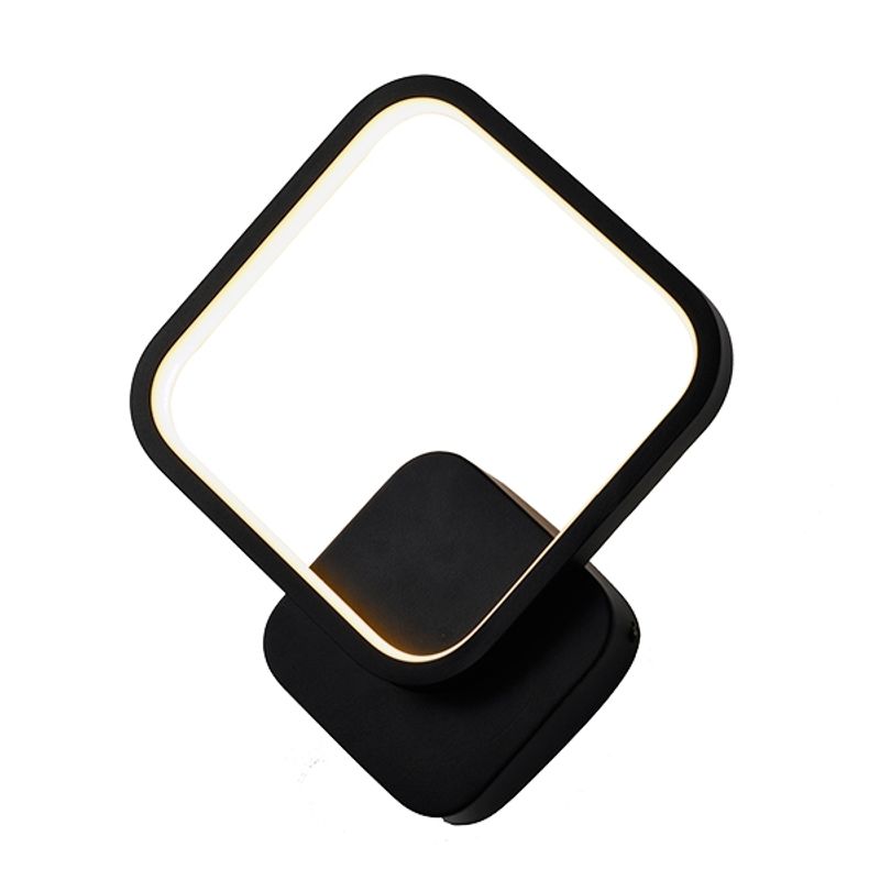 GENERICO - Aplique De Pared Led 12w Calido Metal Negro Rombo