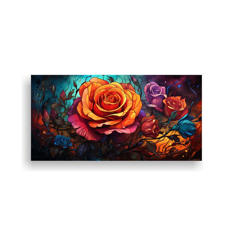 GENERICO - Pintura Mural Estilo Graffiti Con Fondo De Rosa Alegre Y Col 160x80cm