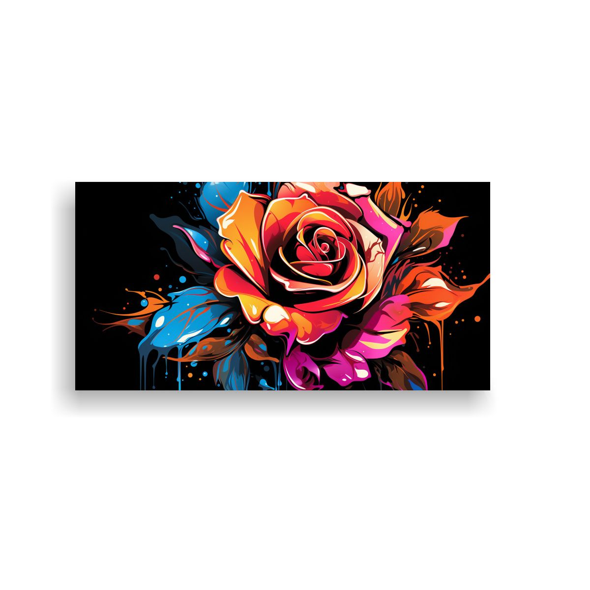 GENERICO - Diseño De Rosa Estilo Graffiti Armonía Cromática Decoraci 160x80cm.