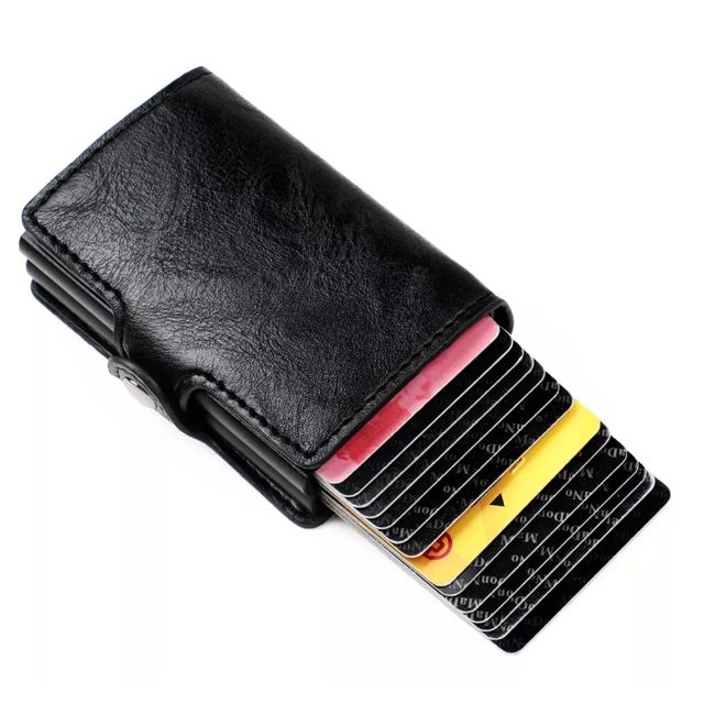 GENERICO - Billetera Tarjetero NegroDoble Ranura Proteccion Rfid Anti Robo