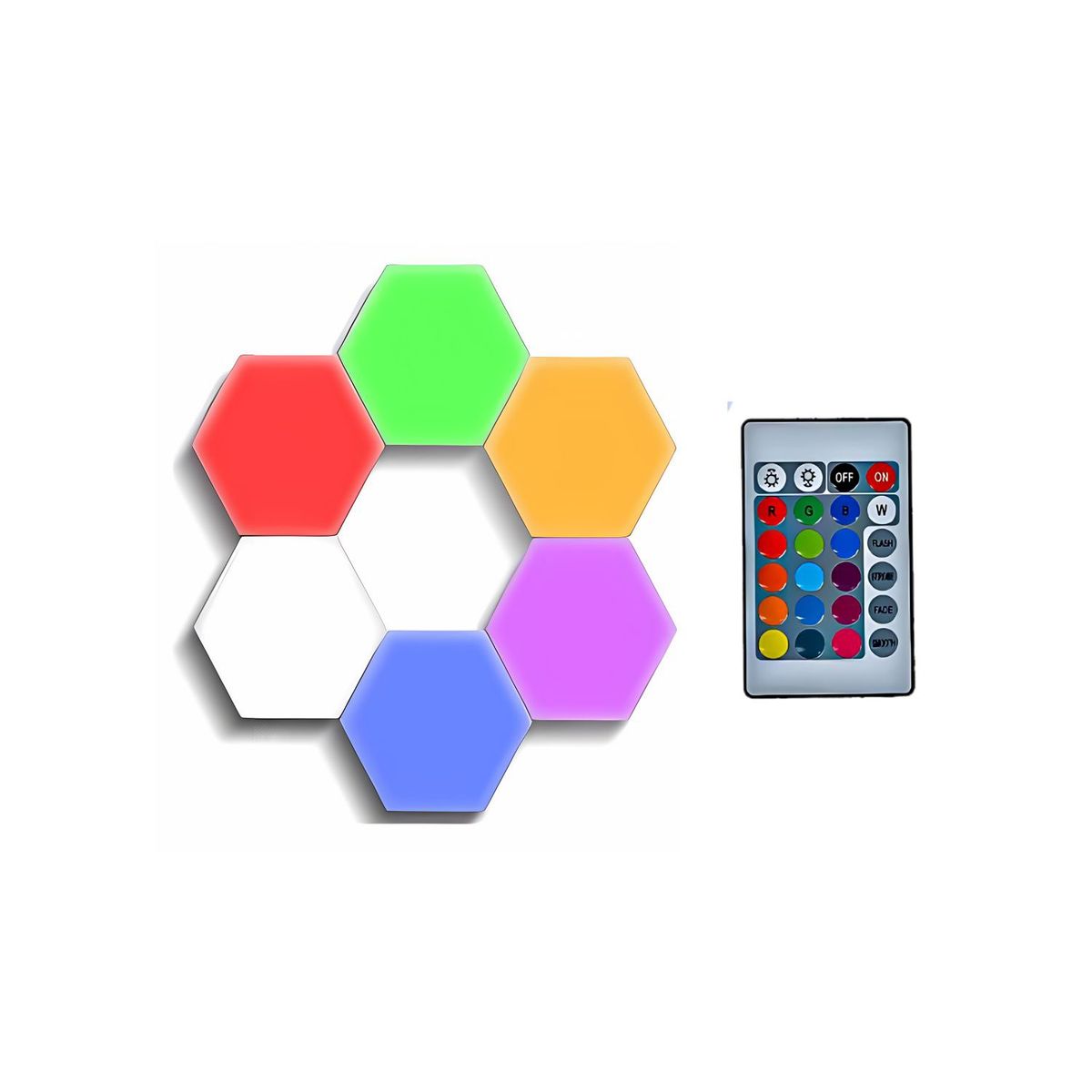 GENERICO - Juego 6 Luces Led Hexagonal Para Ensamble Con Control Remoto