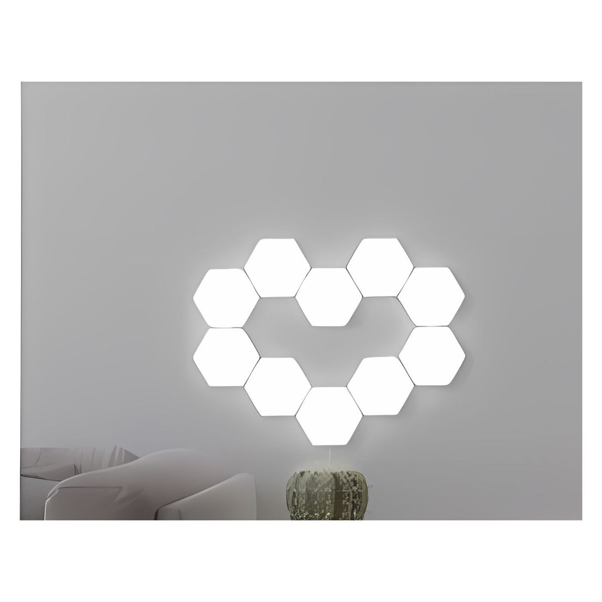 GENERICO - Juego 6 Luces Led Hexagonal Para Ensamble Con Control Remoto