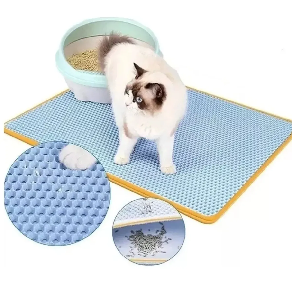 GENERICO - Alfombra Atrapa Arena Para Gatos Salida Arenero Celeste.