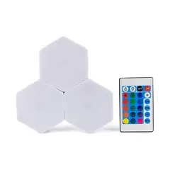 GENERICO - Juego 3 Luces Led Hexagonal Para Ensamble Con Control Remoto