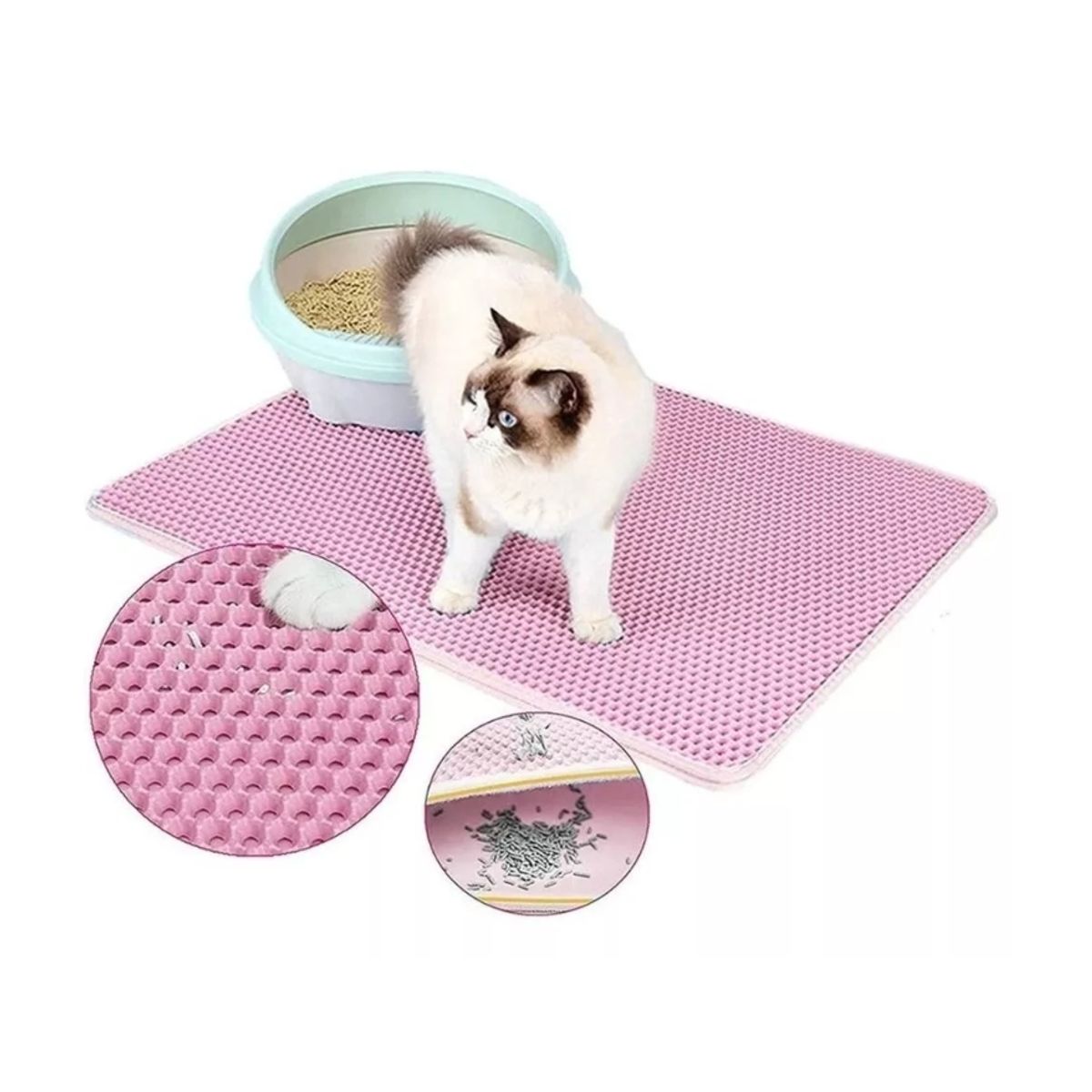 GENERICO - Alfombra Atrapa Arena Para Gatos Salida Arenero Rosa.