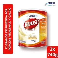 NESTLE - Alimento En Polvo Boost Senior Vainilla Sin Lactosa 740g X3