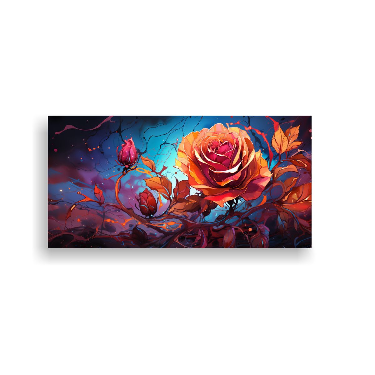 GENERICO - Pintura Decorativa Estilo Grafiti Con Fondo De Rosa Y Colore 160x80cm