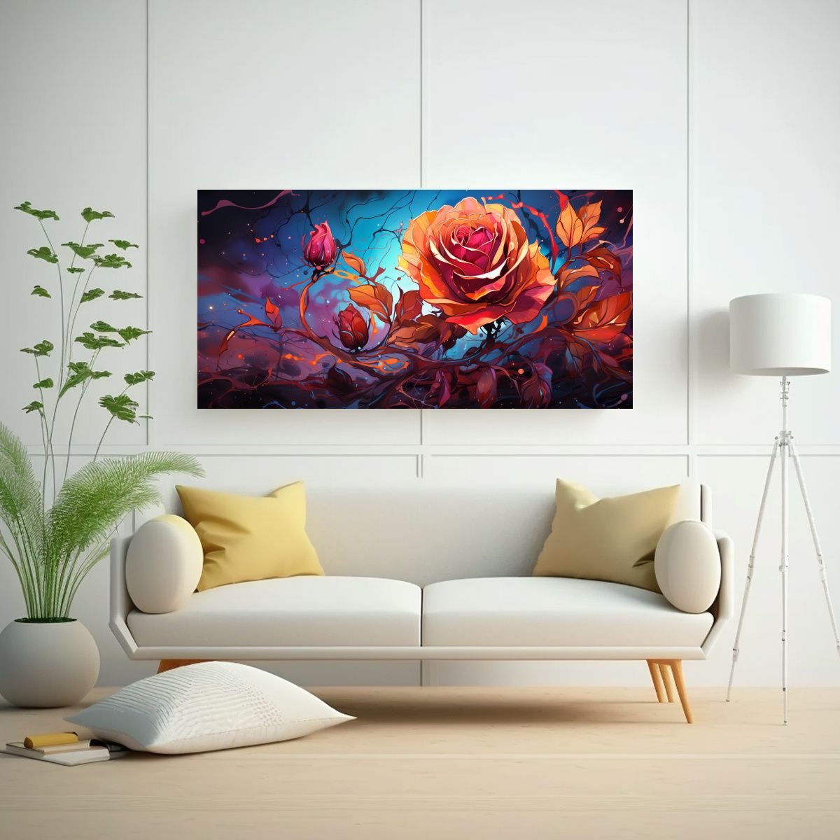 GENERICO - Pintura Decorativa Estilo Grafiti Con Fondo De Rosa Y Colore 160x80cm