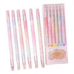 GENERICO - Set 6 Lapices Doble Punta Tinta Gel Color Arcoiris Y Negro
