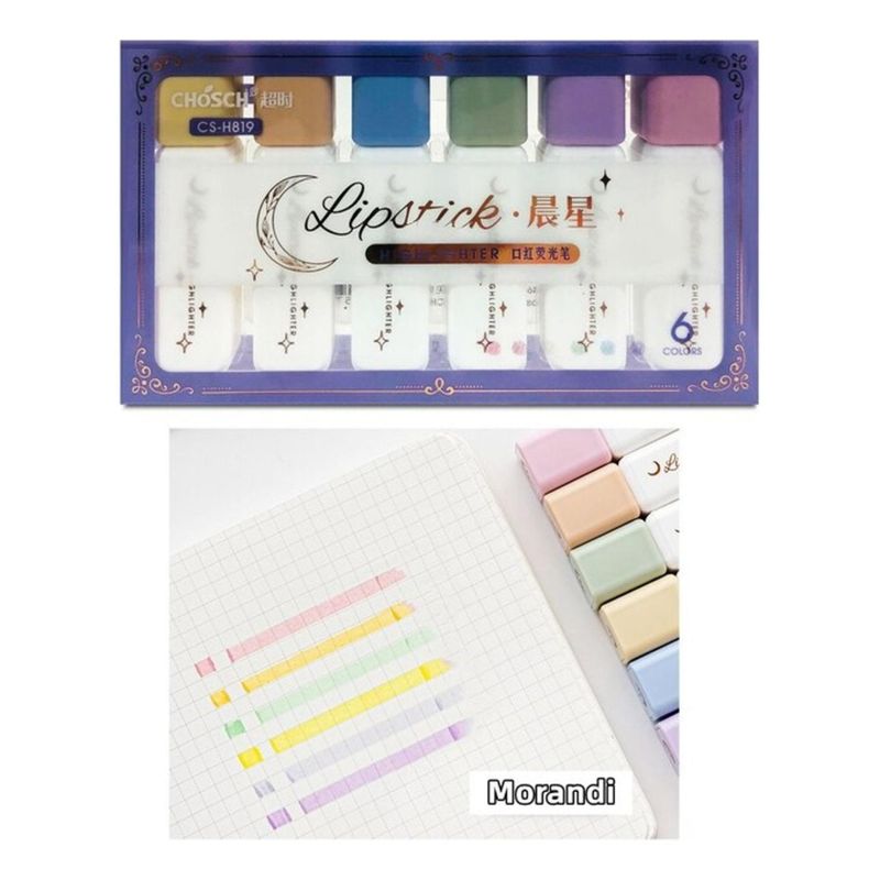 GENERICO - Set Destacador Lipstick Pastel 6 Colores Highlighter Lapices