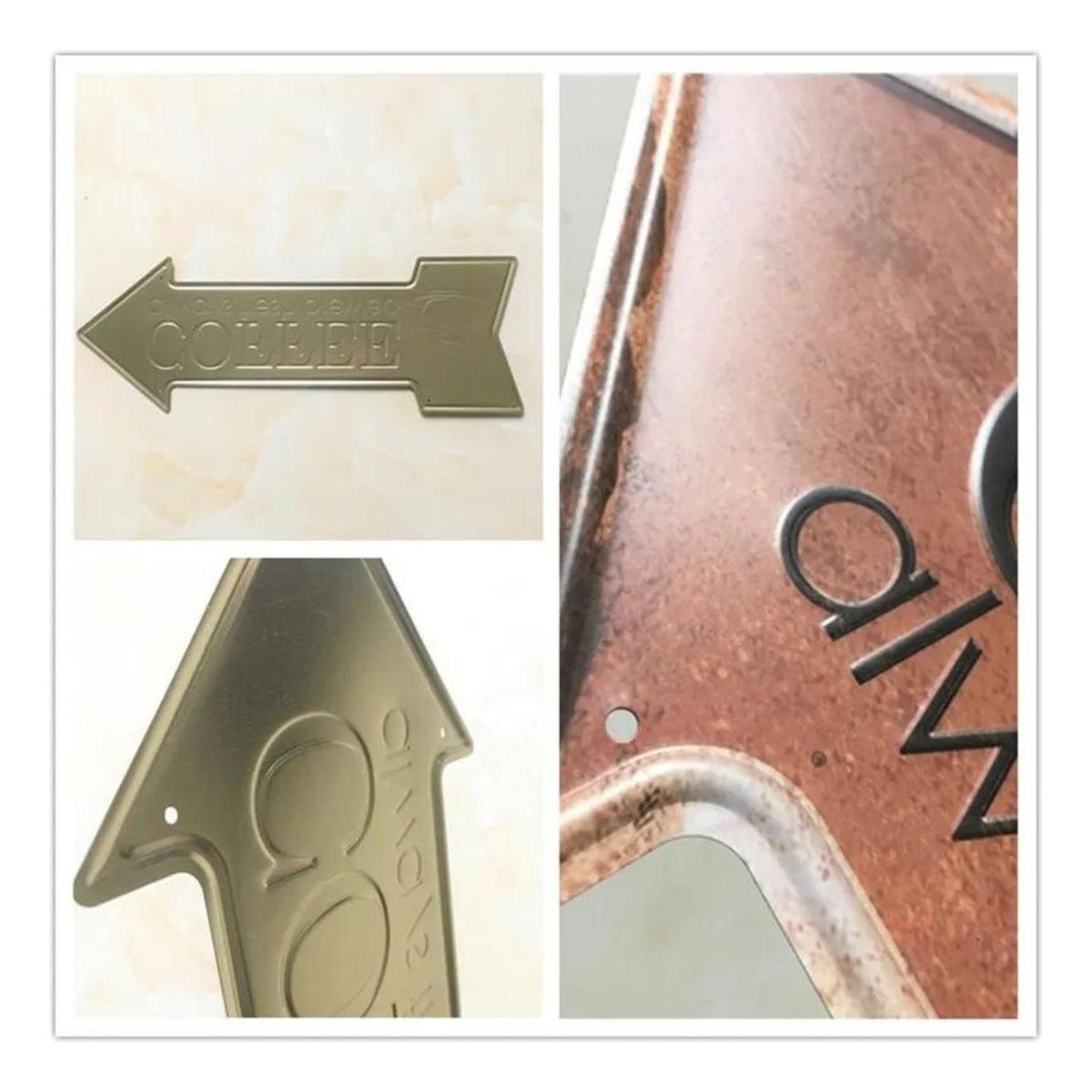 GENERICO - Cartel Letrero Metálico Vintage Flecha Adorno Para Pared - Rosa - Tamano Unico