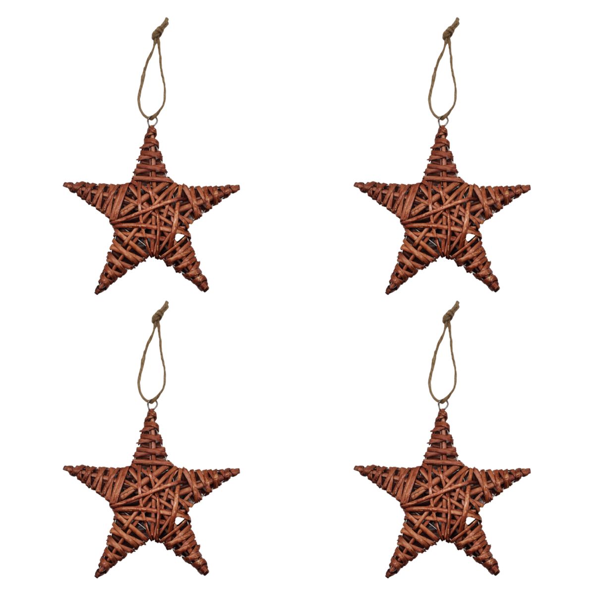 GENERICO - Set 4 Estrellas De Mimbre Para Decoracion Estrella Mimbre - Rojo
