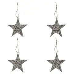 GENERICO - Set 4 Estrellas De Mimbre Para Decoracion Estrella Mimbre - Gris