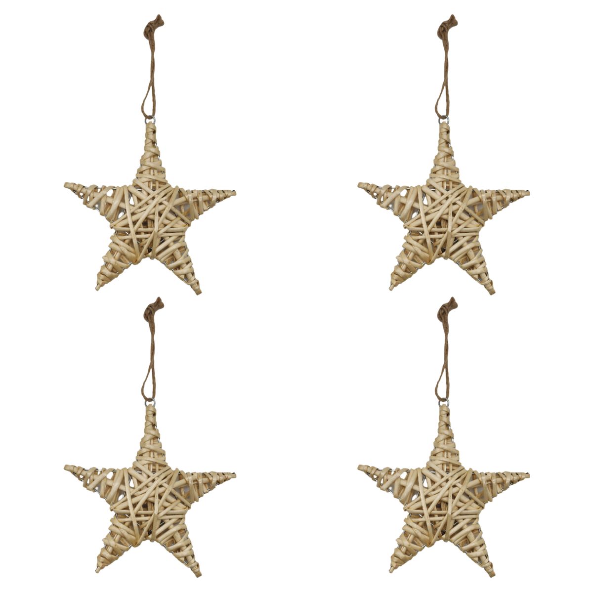 GENERICO - Set 4 Estrellas De Mimbre Para Decoracion Estrella Mimbre - Beige