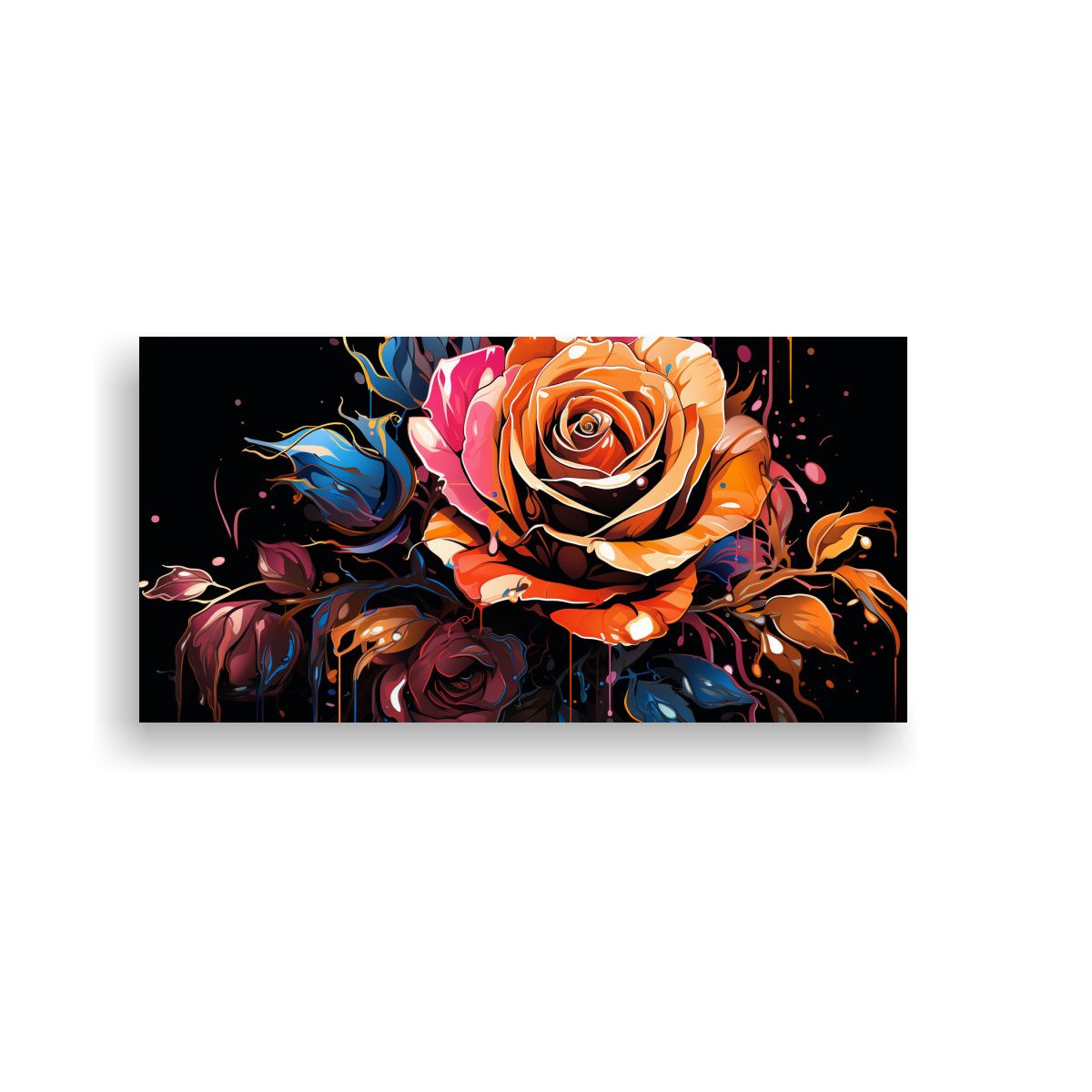 GENERICO - Pintura Conceptual De Rosa Estilo Graffiti Para Decorar Cuad 160x80cm