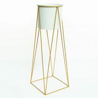 Porta Macetero Pedestal Maceta Plantas Blanco Dorado