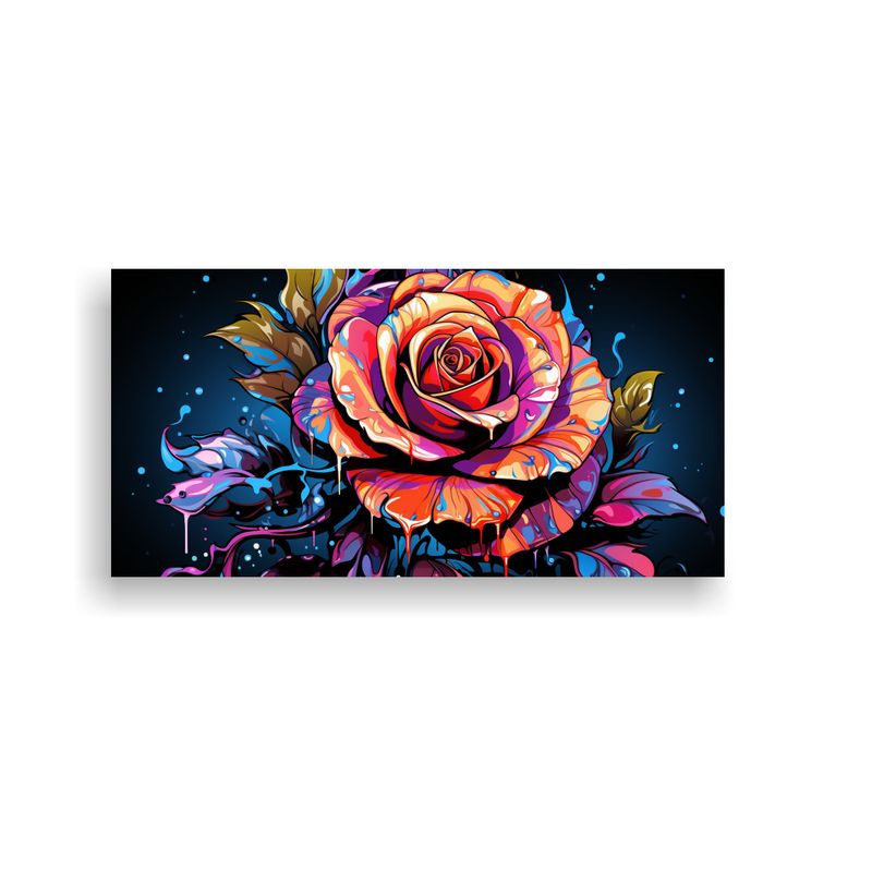 GENERICO - Cuadro De Tela Con Diseño De Rosa Multicolor En Estilo Graf 160x80cm