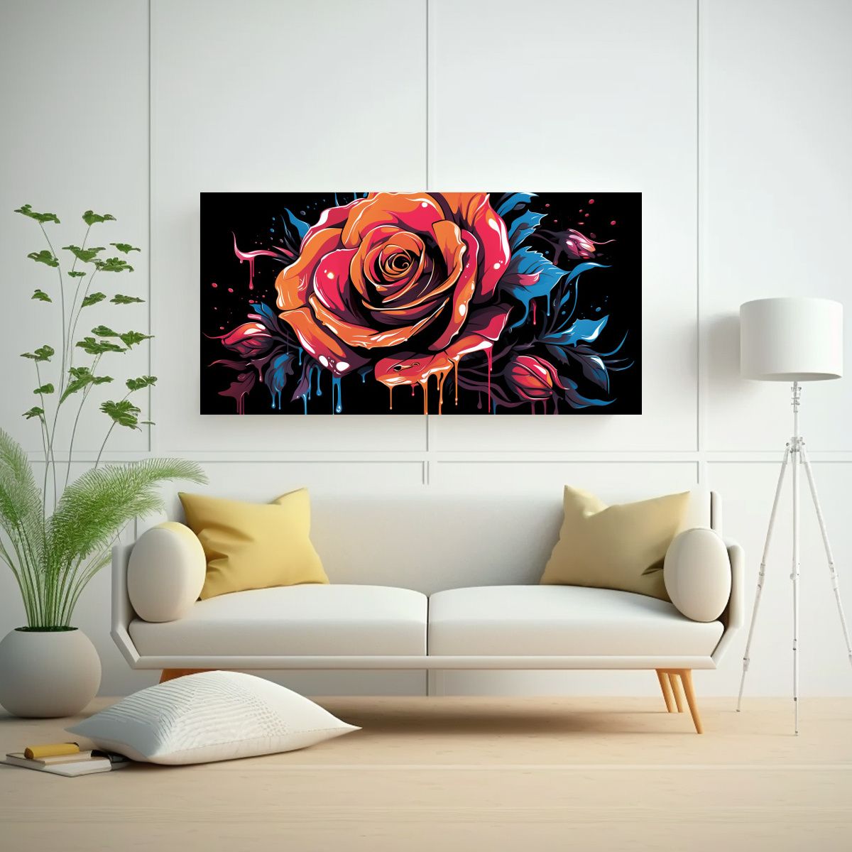 GENERICO - Cuadro Calidos Mágico Para Decorar: Diseña Una Rosa Estilo 160x80cm