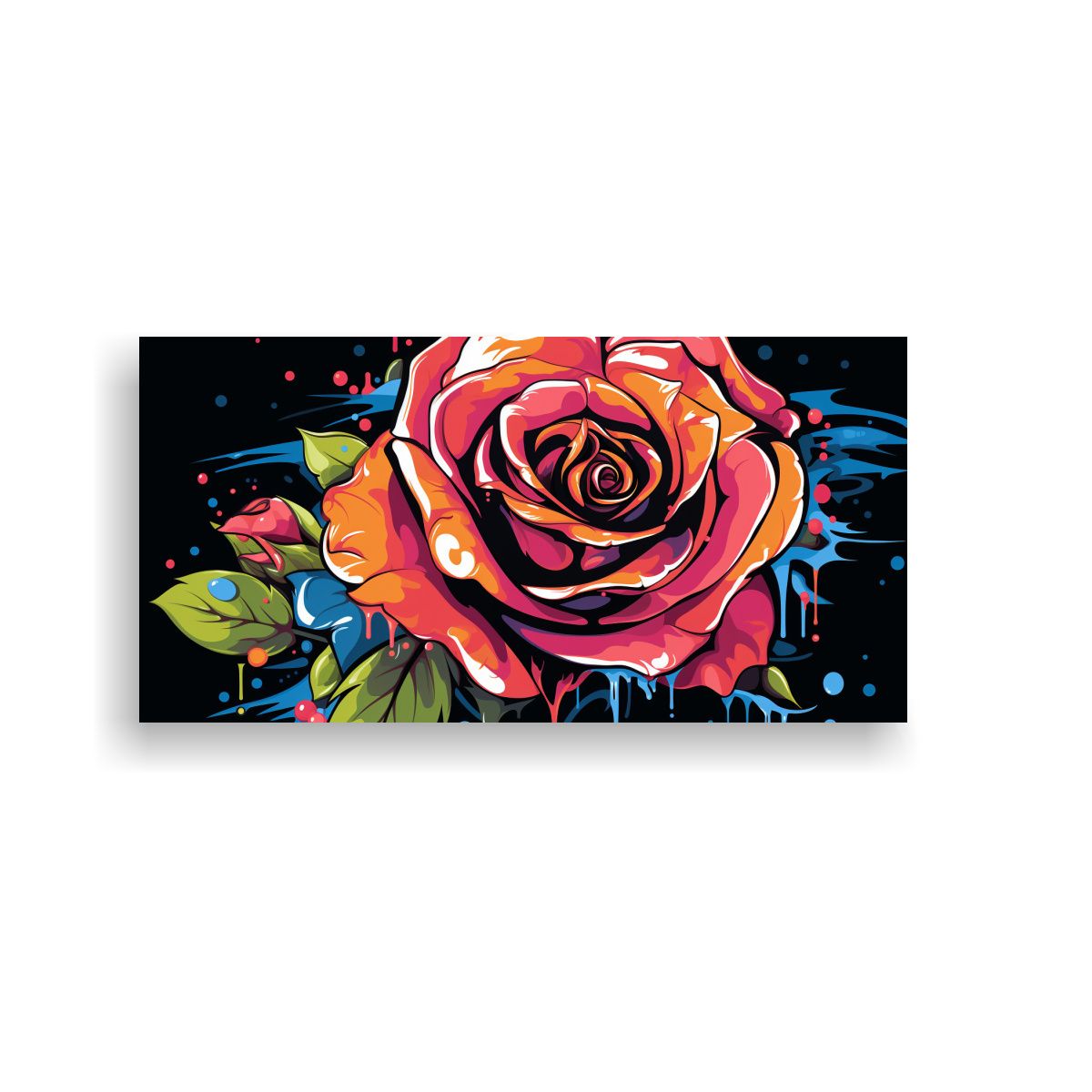 GENERICO - Pintura Mural Decorativa Estilo Grafiti Con Una Rosa Estiliz 160x80cm