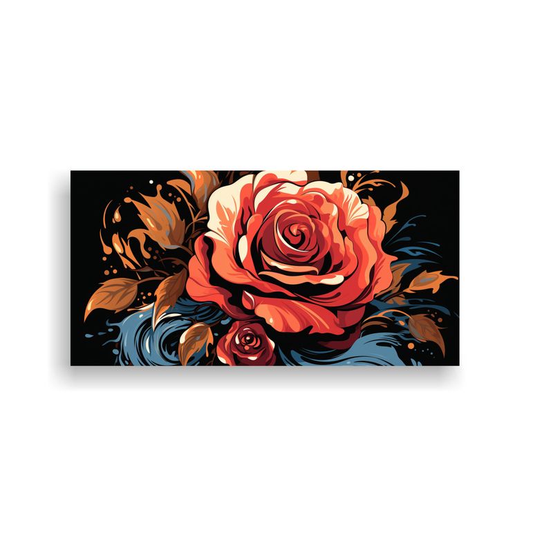GENERICO - Pintura En Bastidor Estilo Galería Diseño De Rosa Graffiti 160x80cm