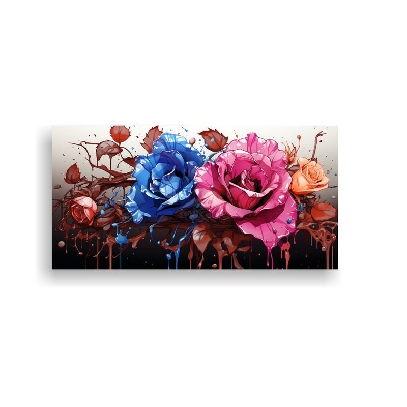 GENERICO - Pintura Decorativa: Rosa Coloreada Con Goteos Pintados En Lo 160x80cm