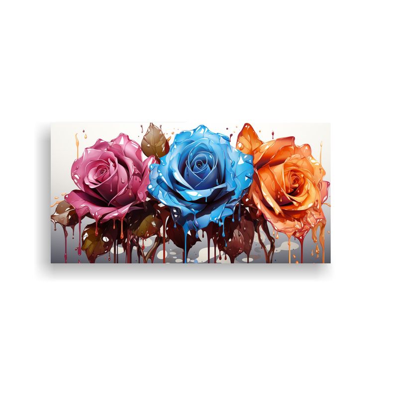 GENERICO - Pintura En Bastidor: Rosa Coloreada Con Líneas Finas Y Gote 160x80cm