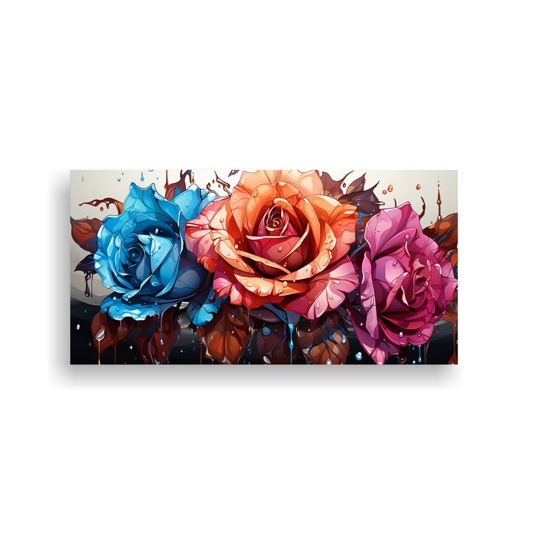 GENERICO - Lienzo De Tela Vintage Pintura Decorativa Con Rosa Coloreada 160x80cm