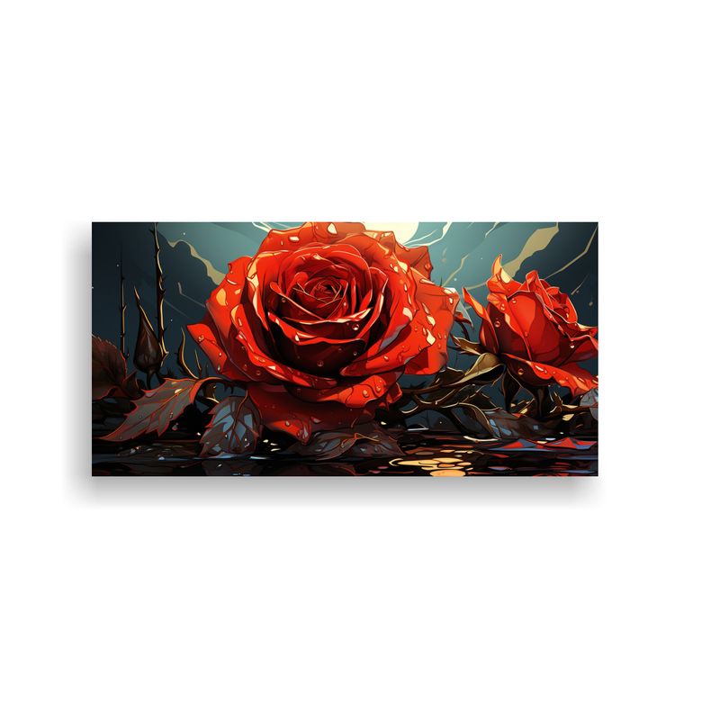 GENERICO - Cuadro En Lienzo Con Forma De Rosa Fundida Estilo Plano 160x80cm