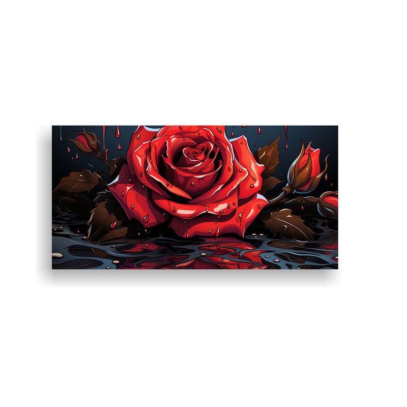 GENERICO - 1 Cuadro De Alta Calidad, Elegante Y Moderno Con Una Rosa Fu 160x80cm