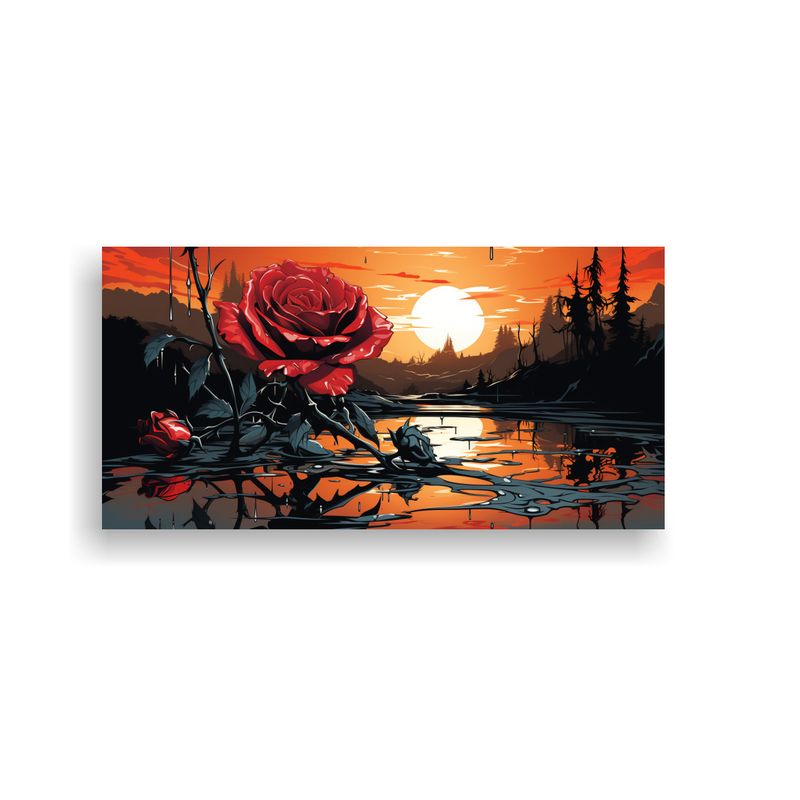 GENERICO - Cuadro Decorativo De Equilibrio Visual Estilo Plano Con Rosa 160x80cm