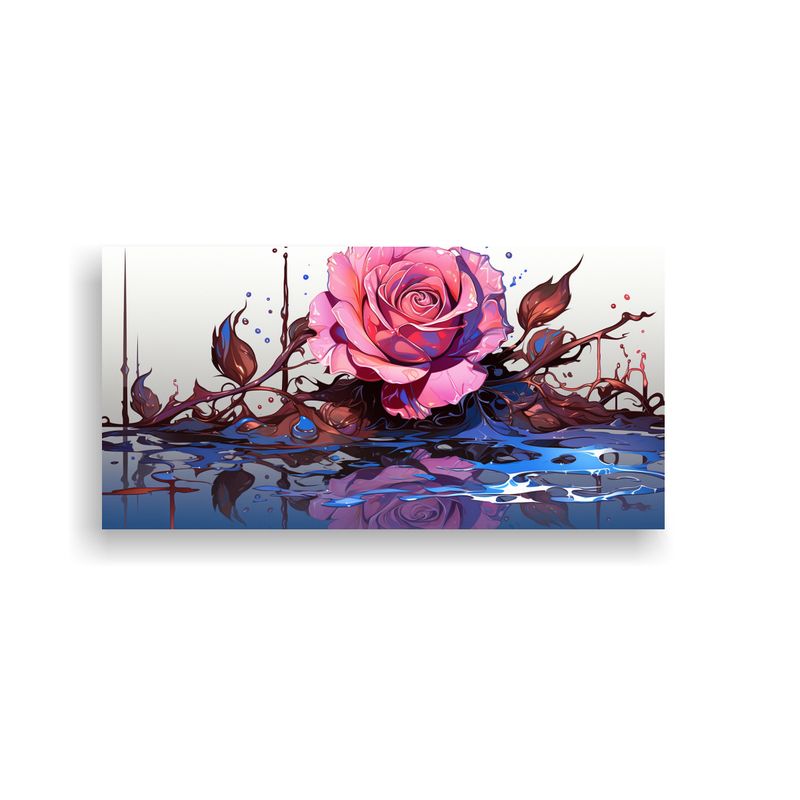GENERICO - Pintura Lienzo Concepto Surrealista Melting Cyan Y Rosa 160x80cm