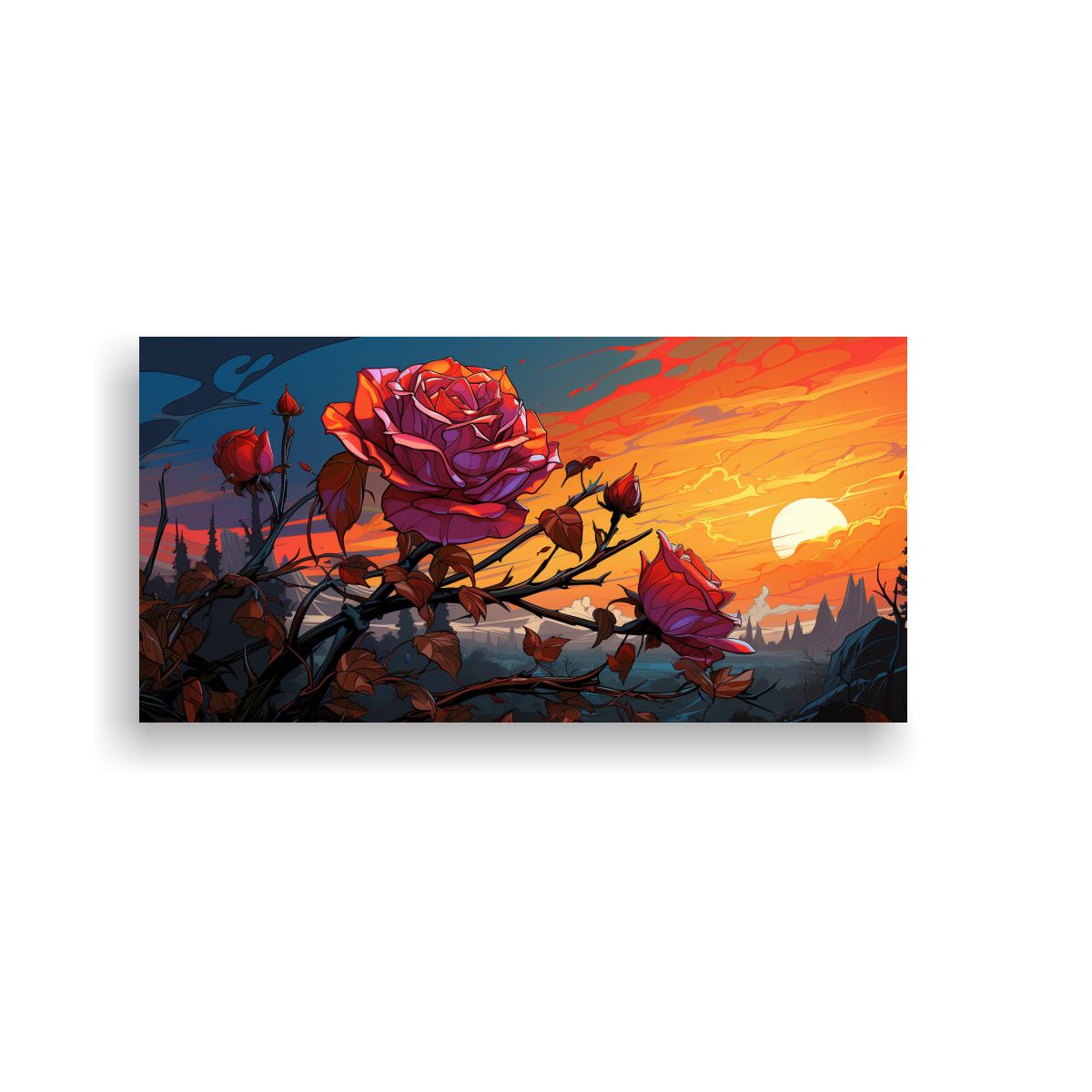 GENERICO - Pintura Decorativa Rose Bud Pop Art Con Colores Vibrantes 160x80cm