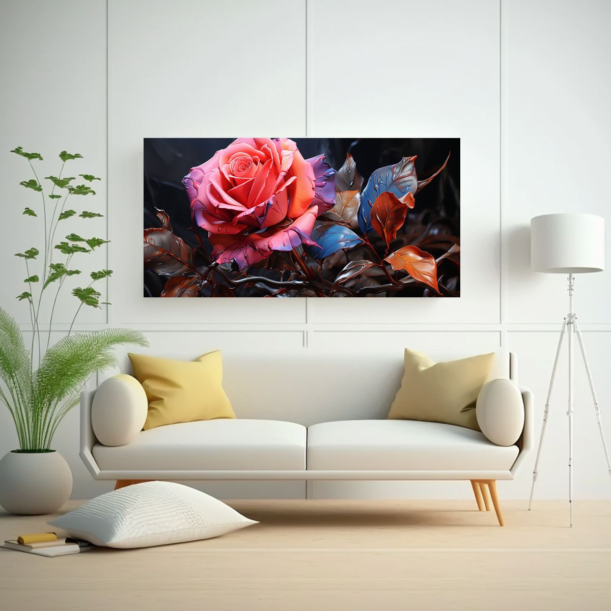 GENERICO - Cuadro Lienzo Estilo Galería Reflejo Rosa Botón Arte Pop 160x80cm