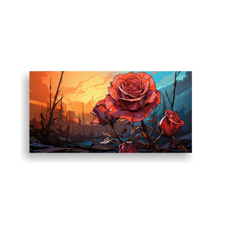 GENERICO - Cuadro Decorativo Arte Tonos Profundidad Estilo Rosa Bud Pop 160x80cm