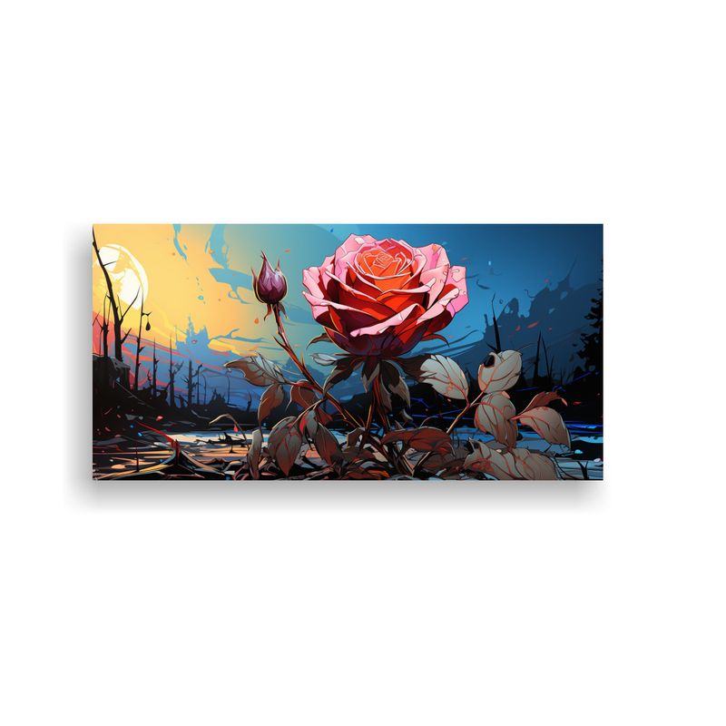 GENERICO - Cuadro Decorativo Rosa Pop Art Con Composición De Rosa En T 160x80cm