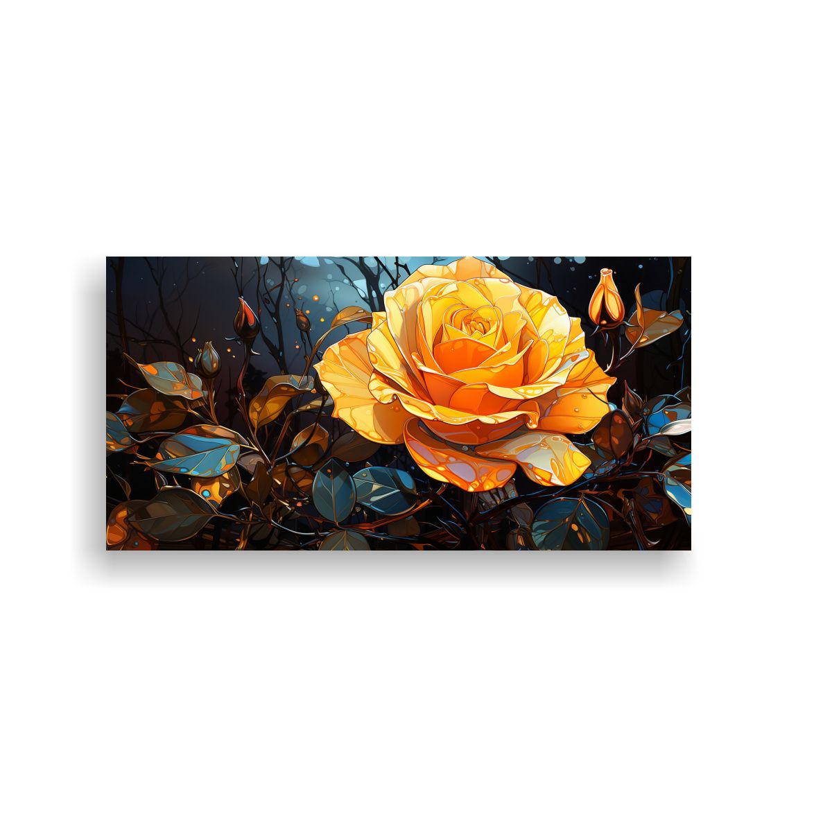 GENERICO - Cuadro Vintage De Imagen Pop Art De Rosa Amarilla Brillante 160x80cm