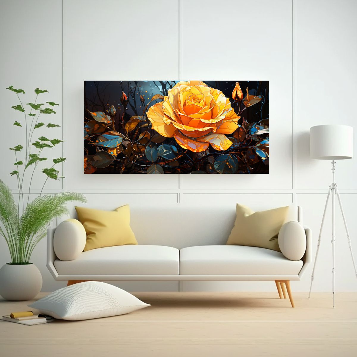 GENERICO - Cuadro Vintage De Imagen Pop Art De Rosa Amarilla Brillante 160x80cm