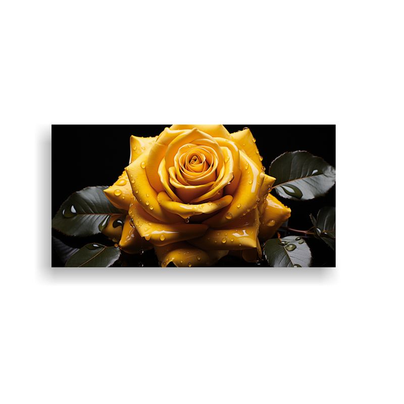 GENERICO - Pintura Decorativa De Rosa Amarilla Simétrica En Estilo Pop 160x80cm